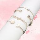4Pcs/Set Women Bohemian Crystal Bracelet Leaf Moon Handmade Alloy Bangle Jewe OZ