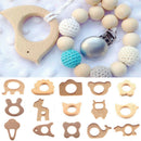 2pcs Handmade Natural Wood Baby Teether Wooden Animal Elephant Bird Shape