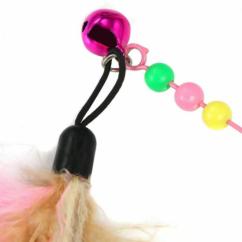 Cats Bouncy Rod with Bell and Feathers 36in - Playing Toys for Cats L8J7