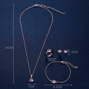 4pcs Pet Animal Footprints Paw Chain Necklace Bracelet Ring Drop Earing Set A