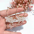 Korean Style Hoop Earrings Crystal Tassel Dangle Acrylic Flower Jewelry L7X7