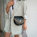 Crocodile Pattern Saddle Bag PU Leather Women's Handbag Chain Tote Shoulder