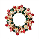 Hot Crystal Jewelry Round Garland Christmas Brooch Pin Party Gifts Santa ClausJR