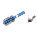 Blue Plastic Handgrip Curly Hair Styling Round Bristles Brush Comb V6W6