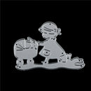 Girl Baby Carriage Rabbit Bunny Cutting Dies Stencils Paper Card Embossing Cr JR