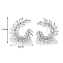 Olive Branch Leaf Cut Big Cubic Zirconia Women Stud H3Z6 Fashion Earrings Q7M8