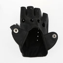 Women Mens PU leather Punk Rock Style Half Finger Hollow Holes Gloves