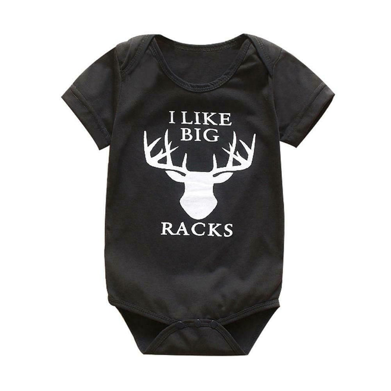 Short Sleeve Baby Boy Girl Deer Printing Romper O-neck Jumpsuit (9-12M) A