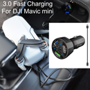 Black 7A Portable 3 USB Ports Car Charger + Charging Cable For DJI Mavic Mini