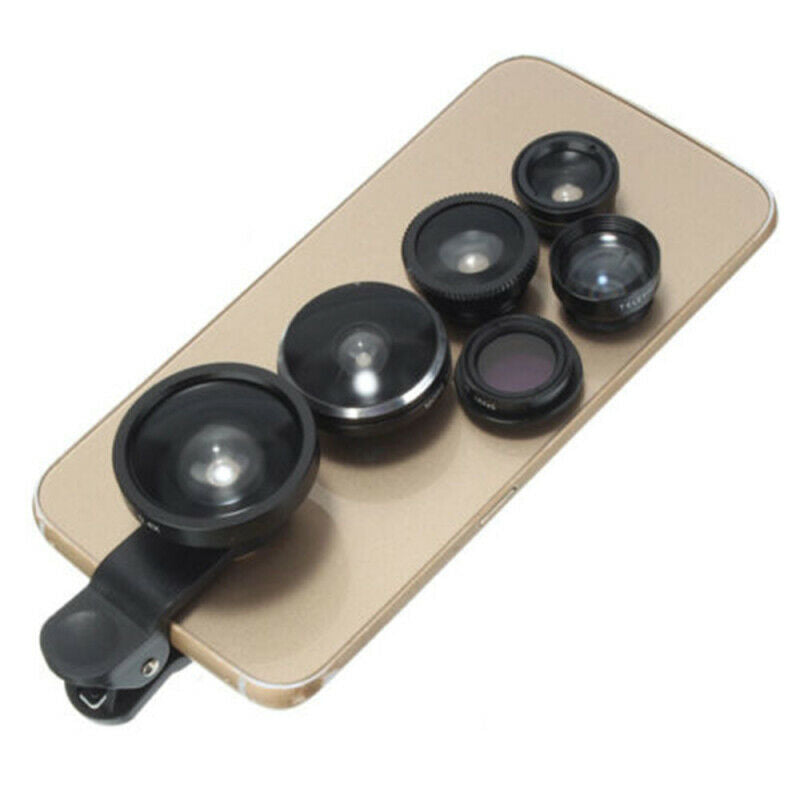 Universal Phone Camera Lens Kit Set 8 In 1 Fisheye / Wide Angle / Macro Clip On