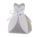 12PCS Paper Candy Gift Bag Pouch Wedding Party Favour White Ribbon Dress De