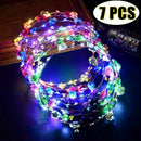 LED Flower Crown, 7 PCS Led Flower Wreath Headband Luminous 10 Led Flower H