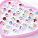 36pcs Crystal Adjustable Rings Kids Child Girls Diamate Costume Ring Jewellery