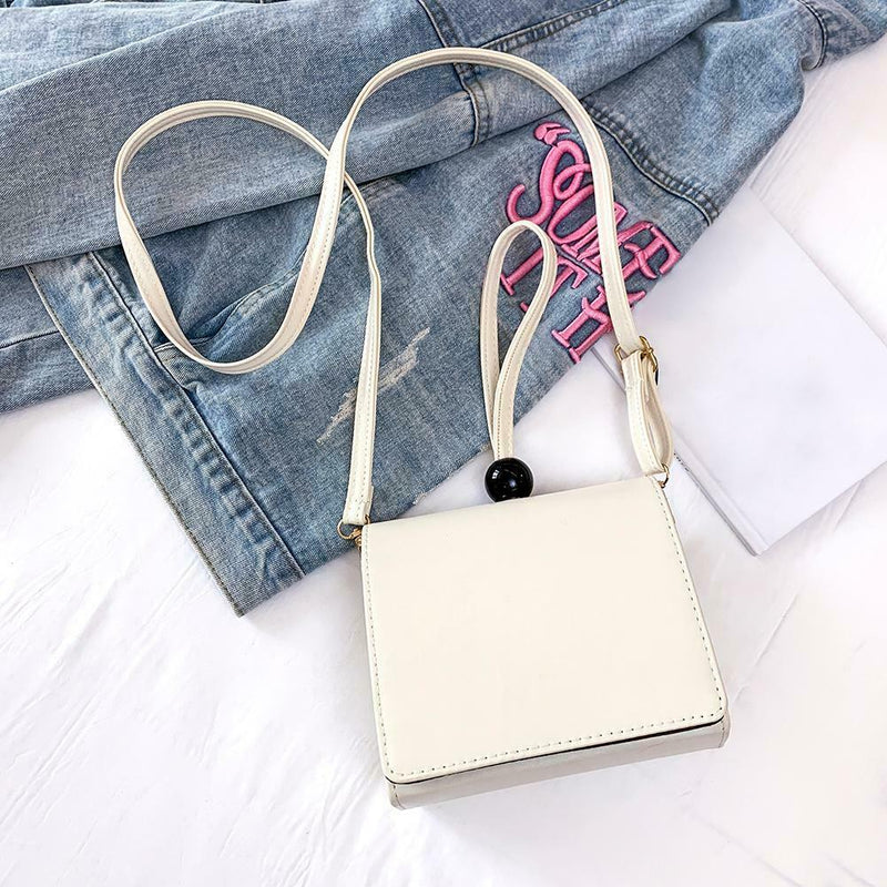 Fashion Women Shoulder Handbag PU Leather Solid Color Crossbody Bag (White)