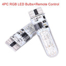 4PC T10 W5W 6 SMD 5050 RGB LED Car Changing Light Reading Bulbs Remote Control