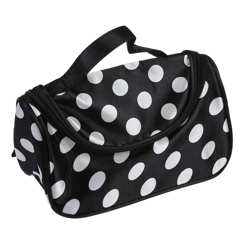 Black Zipper Bag Cosmetic Toiletry Bag Makeup bag Handbag with Points patte U9J3