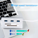 6 in 1 USB 3.0 HUB CF SD TF Card Reader 3 Ports USB Adapter for Laptop PC