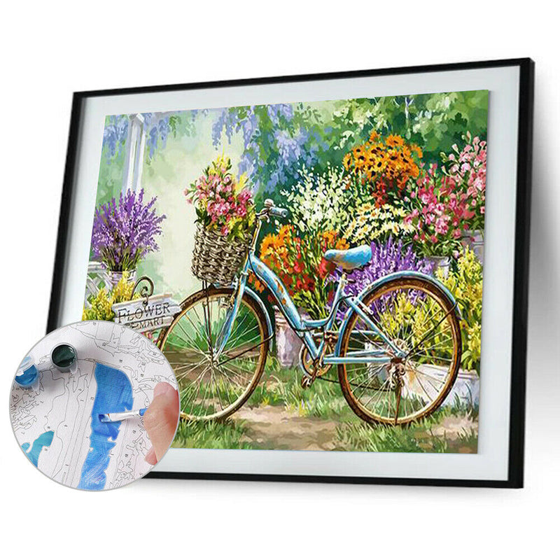 Frameless Painting By Numbers DIY Bicycle Hand Painted Canvas Oil Picture