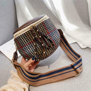 Fashion Woolen Messenger Bag Women Semicircle Wide Zip Shoulder Bags (Red)