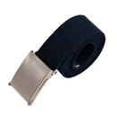 Unisex Plain Webbing Canvas Metal Buckle Belt Blue