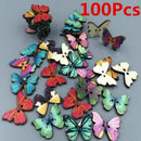 100Pcs Mixed Butterfly Shape Wooden Sewing Mend Scrapbooking DIY Buttons 2 Holes
