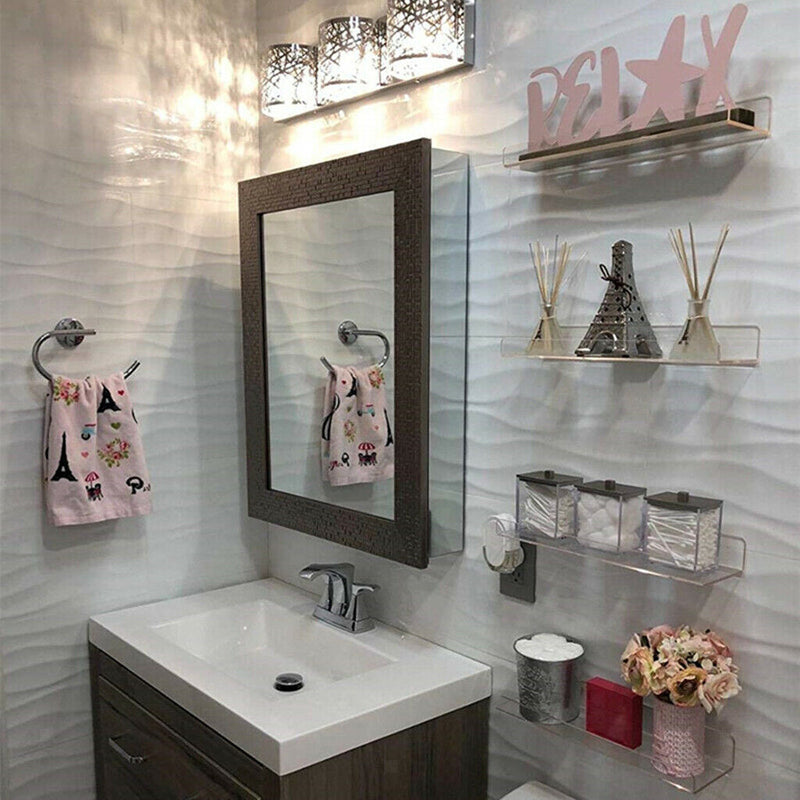 Clear Acrylic Floating Wall Ledge Shelf Rack Bathroom Display Spice Toys