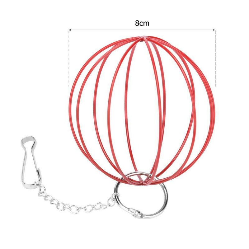 Stainless Steel Plating Pet Hay Manger Food Ball Rabbit Grass Rack (Red) A