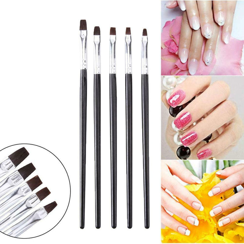 5pcs/Set Nail Art Brushes Wood Hnadle DIY UV Gel Painting Drawing Liner Pen A
