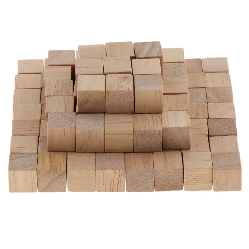 1/2 Inch Wooden Cubes, 100pcs Unfinished Square Wood Blocks for Kids Math