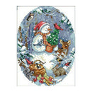 Cross Stitch kits, The snowman's friends,11CT Stamped, Light blue+multicolo