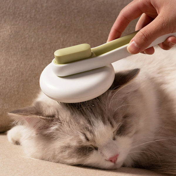 Pet Cat Remover Grooming Tool Massage Comb Round Hair Brush (Hollow Green) A#S