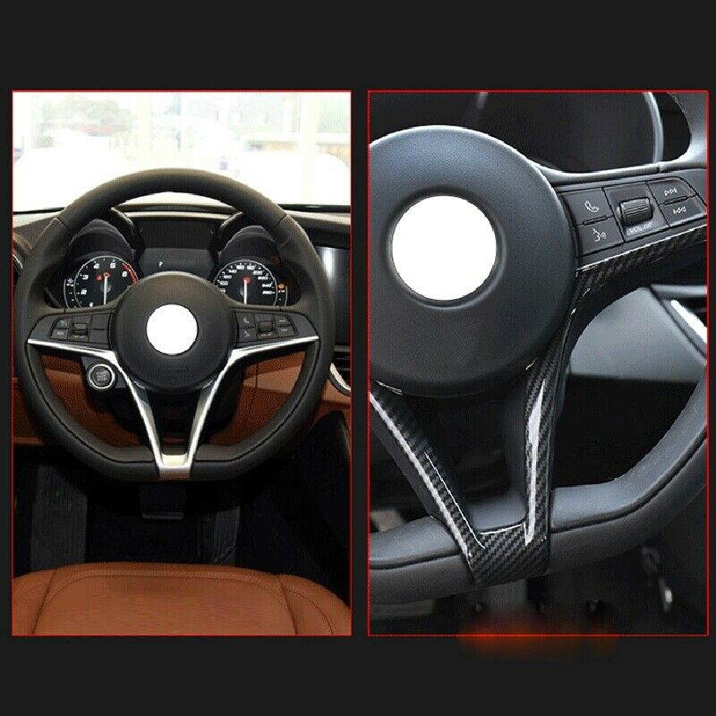 ABS Carbon Fiber Steering Wheel Frame Cover Trim for Alfa Romeo Giulia 2017 V2J6