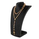 10mm Rosary Beads Cross Necklace Pendant for Women Men Girls Sweater Jewelry