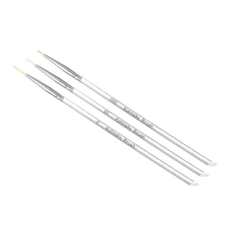 Nail Art Tiny Thin Fine Liner Acrylic Decor Pen Brush Painting Drawing Tool 3Pcs