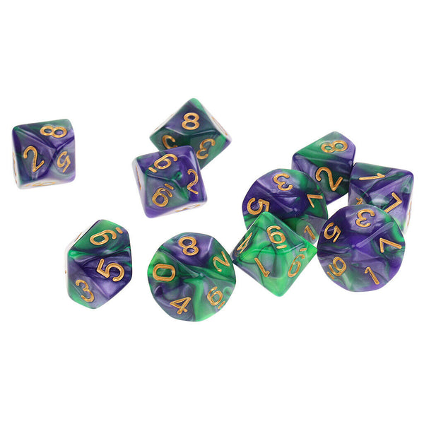 10pcs 10 Sided Dice D10 Polyhedral Dice for Dungeons and Dragons Table Games