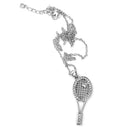 Tennis Racquet Racket & Crystal Ball Charm Pendant Necklace Sports Jewelry