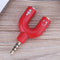 3.5mm Stereo Audio Jack Earphone Headphone 2 Way U Splitter Adapter