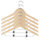 5x Wooden Coat Hanger Suit Garment Clothes Wardrobe Wood Hangers with Clip