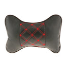 Black Red Car Seat Head Neck Rest Cushion Headrest Leather Pillow