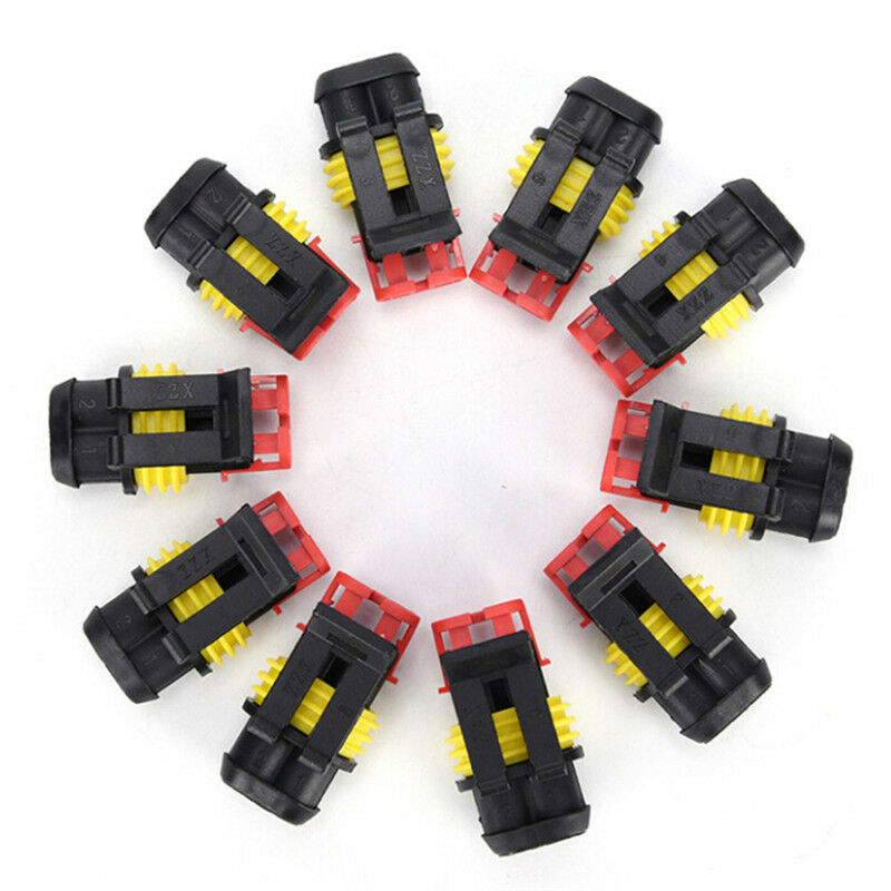 5x 2Pin Car Waterproof Electrical Connector Plug With Wire AWG Marine Black Gw