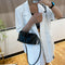 Women Irregular Handbag Alligator PU Chain Crossbody Underarm Bags (Black) A#S