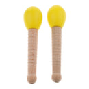 2 Pcs Wooden Sand Hammer Handbell for Kids Learning Educational Toys Yellow