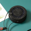 Black Round Rattan Bags For Women Crossbody Bag Handmade Woven Circle Shoul