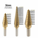 Titanium Step Drill Bit Set High Speed Steel | 3-Piece Set | Total 28 Sizes