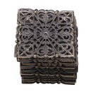 50 Bronze Tone Square Filigree Wraps Connectors 40mm V2J9