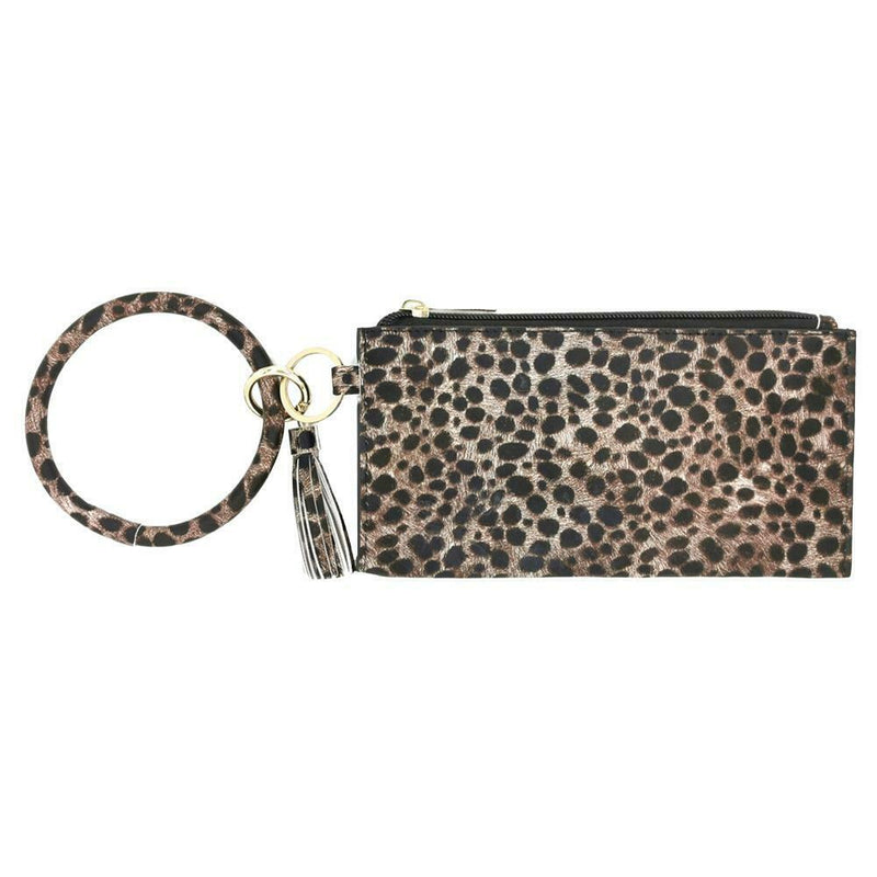 Leopard Women Handbag PU Leather Purse Tassel Keyhain Clutch Bag (Style 6)