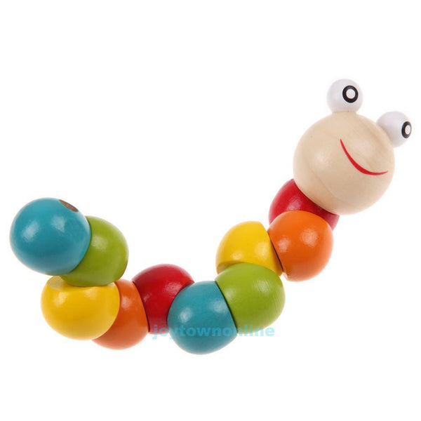 Baby Kids Twist Educational Wooden Learning Toys Blocks Colorful Inchworm Gift