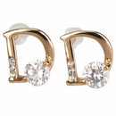 Pair of Zircon Inlaid Big D Letter Ear Pins Earbobs Eardrops Stud Earrings