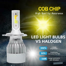 1 Pair H4 LED Car Headlight Bulbs 8000LM 6000k+3000k COB Auto Headlamp Bulbs