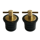 Drain Plug Brass Turn Tite Boat Bilge Drain Plugs Pair Two Plugs 1-1/4"Dia.